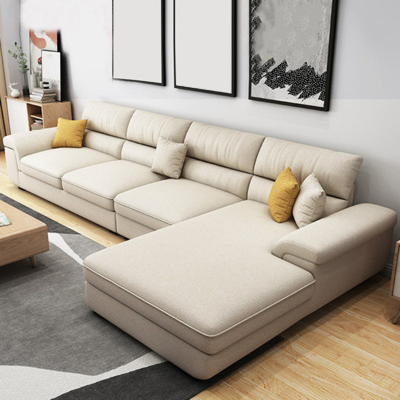 Modern Reversible Chaise Sectionals with Pillows Flared Arm Sectionals for Living Room