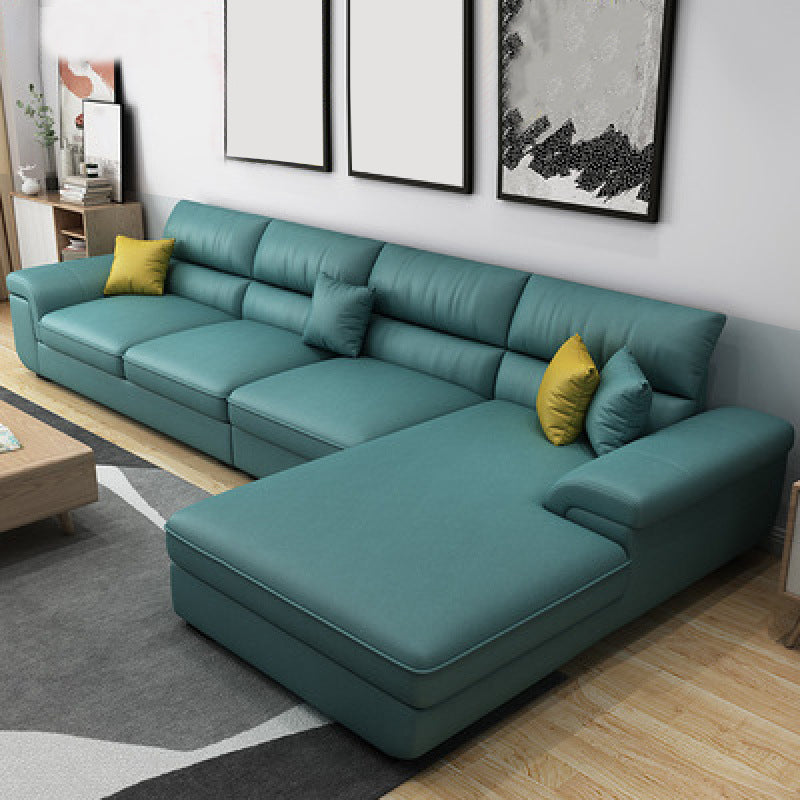 Modern Reversible Chaise Sectionals with Pillows Flared Arm Sectionals for Living Room