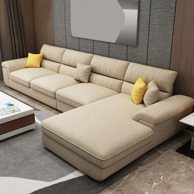 Modern Reversible Chaise Sectionals with Pillows Flared Arm Sectionals for Living Room