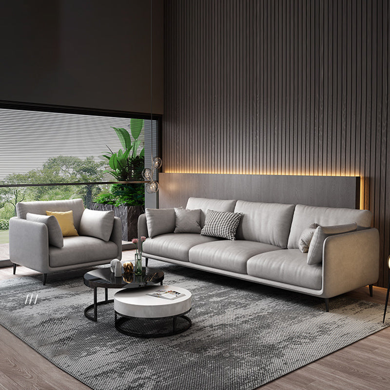 Light-grey Pillowed Back Cushions Contemporary Removable Cushions Sofa