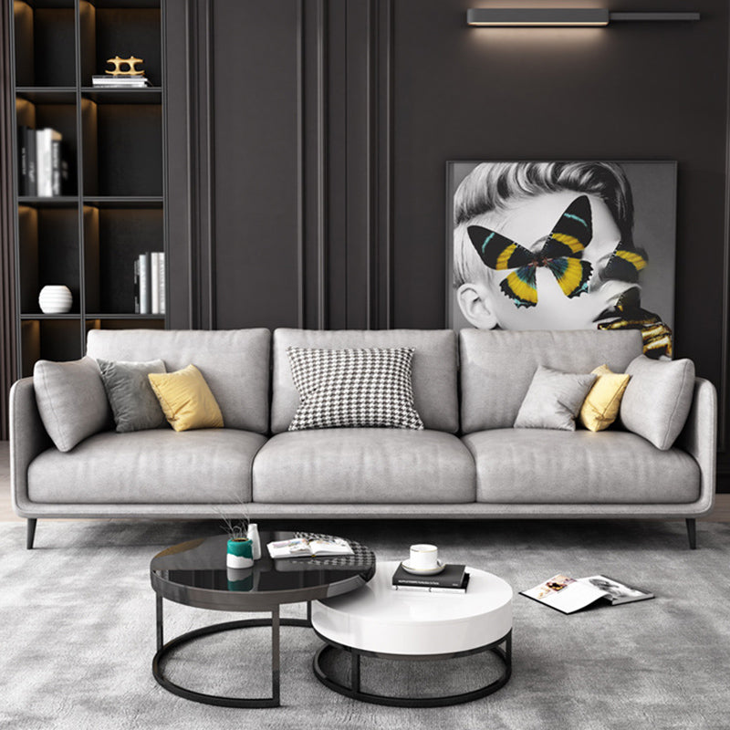 Light-grey Pillowed Back Cushions Contemporary Removable Cushions Sofa