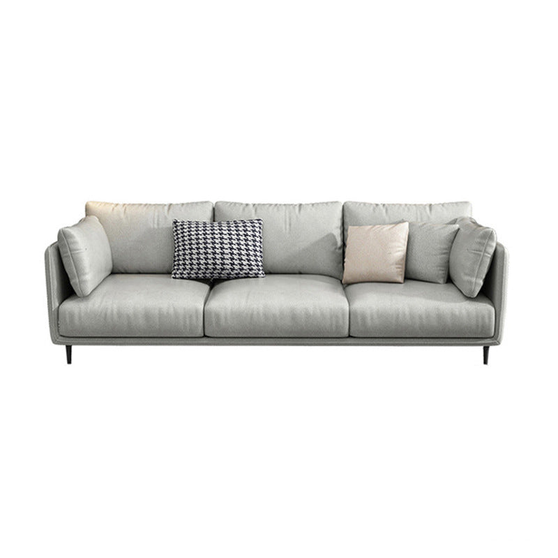 Light-grey Pillowed Back Cushions Contemporary Removable Cushions Sofa