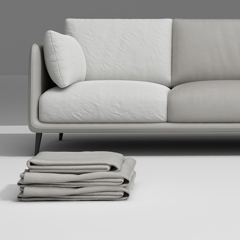 Light-grey Pillowed Back Cushions Contemporary Removable Cushions Sofa