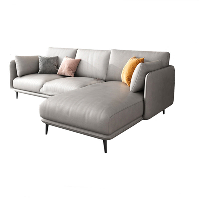 Light-grey Pillowed Back Cushions Contemporary Removable Cushions Sofa