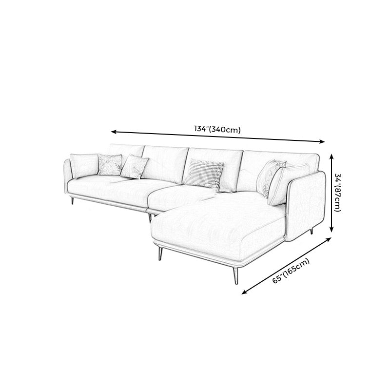 Light-grey Pillowed Back Cushions Contemporary Removable Cushions Sofa