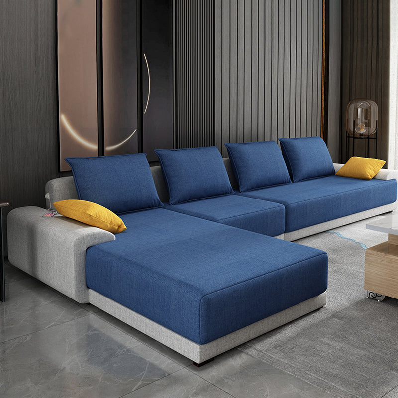 Contemporary Reversible Chaise Sofa Removable Cushions Sofa with Pillows