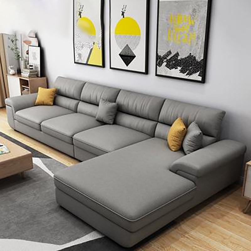 Modern Reversible Chaise Sofa with Pillows Flared Arm Sofa for Living Room