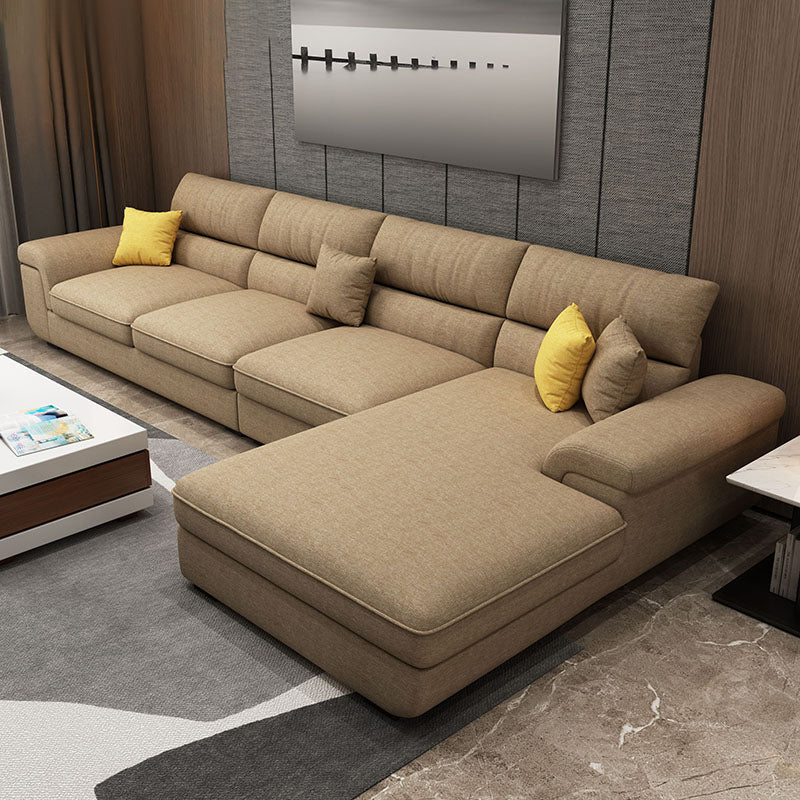 Modern Reversible Chaise Sofa with Pillows Flared Arm Sofa for Living Room