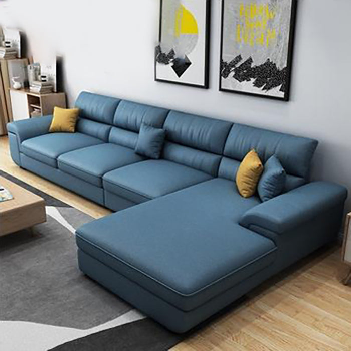 Modern Reversible Chaise Sofa with Pillows Flared Arm Sofa for Living Room