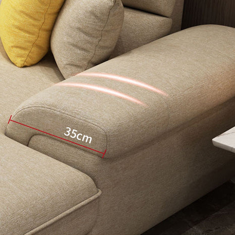 Modern Reversible Chaise Sofa with Pillows Flared Arm Sofa for Living Room