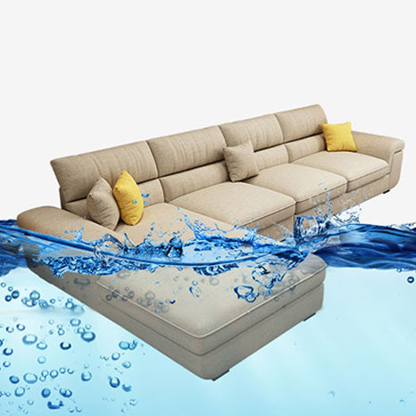 Modern Reversible Chaise Sofa with Pillows Flared Arm Sofa for Living Room
