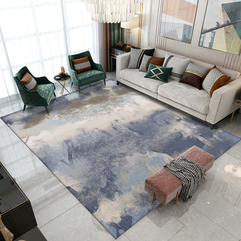 Yellow Graphic Rug Polyester Modern Area Rug Non-Slip Backing Rug for Living Room