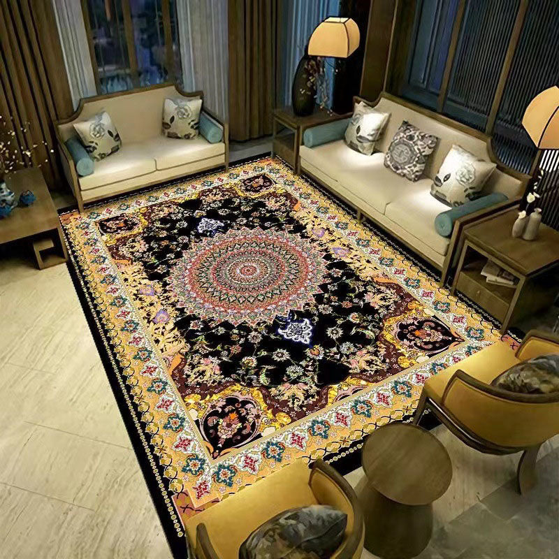 Red Traditional Rug Polyester Graphic Rug Stain Resistant Rug for Living Room