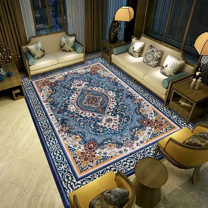 Red Traditional Rug Polyester Graphic Rug Stain Resistant Rug for Living Room