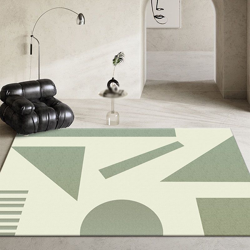 Black Modern Rug Polyester Pattern Rug Washable Area Rug for Living Room