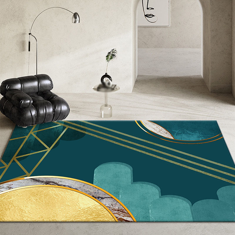 Black Modern Rug Polyester Pattern Rug Washable Area Rug for Living Room