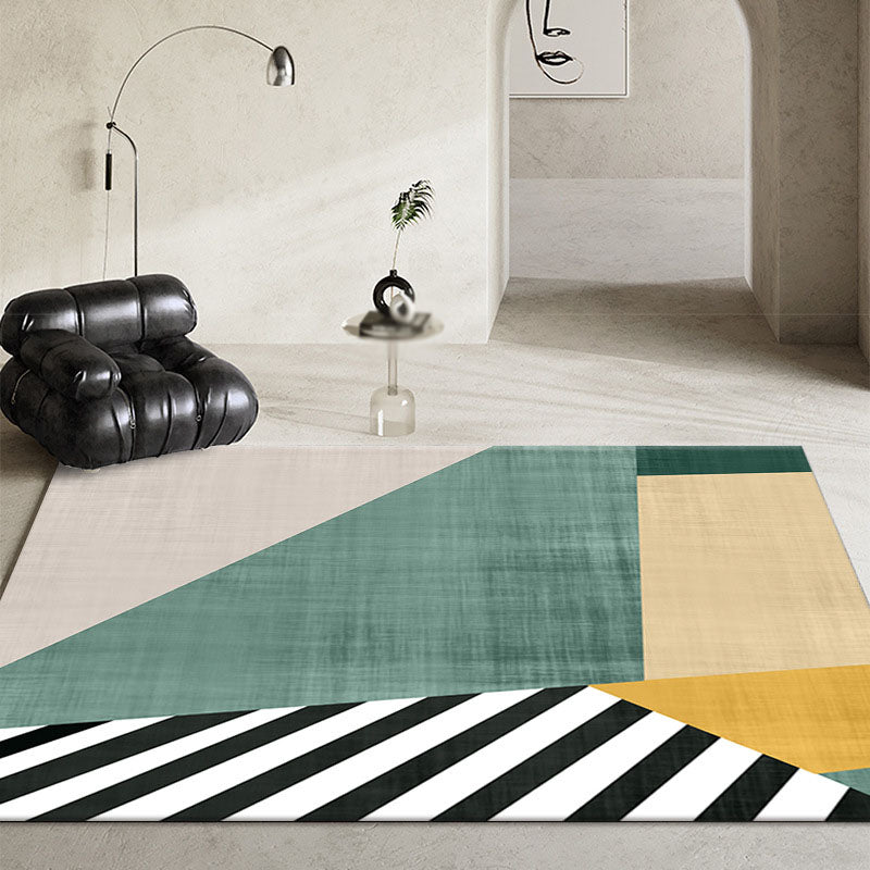 Black Modern Rug Polyester Pattern Rug Washable Area Rug for Living Room