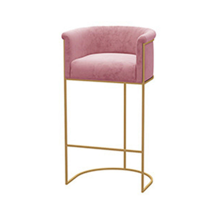 Scandinavian Bar and Counter Stool Low Back Stool with Pedestal Base in Gold