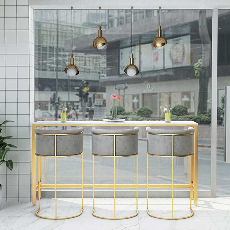 Scandinavian Bar and Counter Stool Low Back Stool with Pedestal Base in Gold