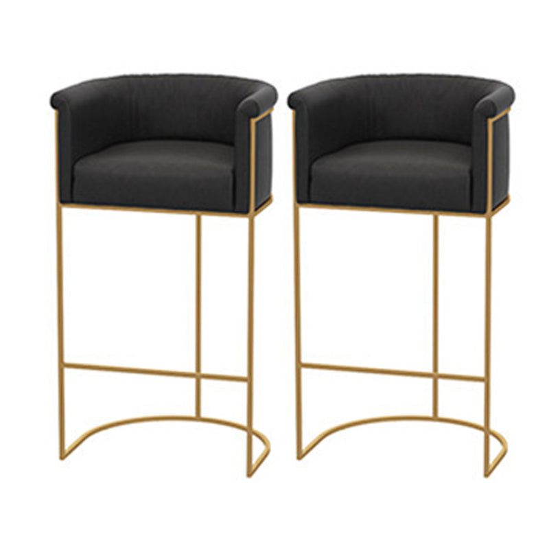 Scandinavian Bar and Counter Stool Low Back Stool with Pedestal Base in Gold