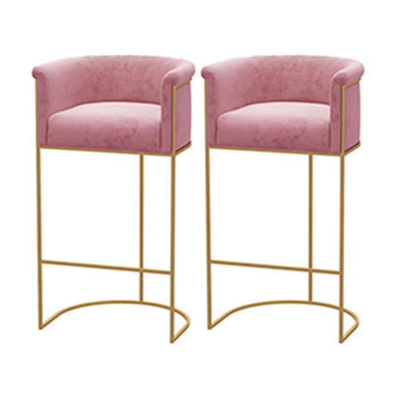 Scandinavian Bar and Counter Stool Low Back Stool with Pedestal Base in Gold