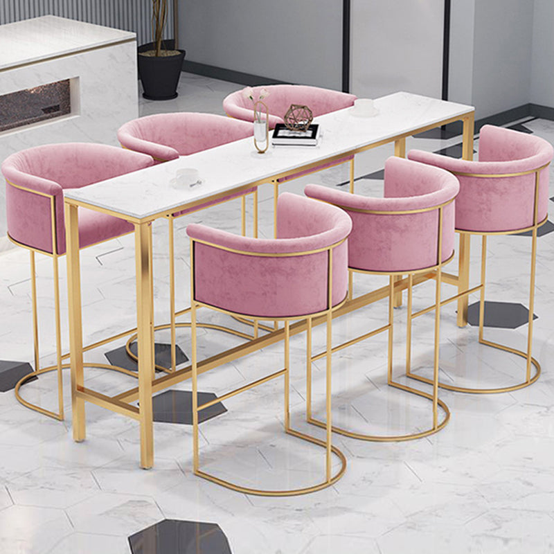 Scandinavian Bar and Counter Stool Low Back Stool with Pedestal Base in Gold