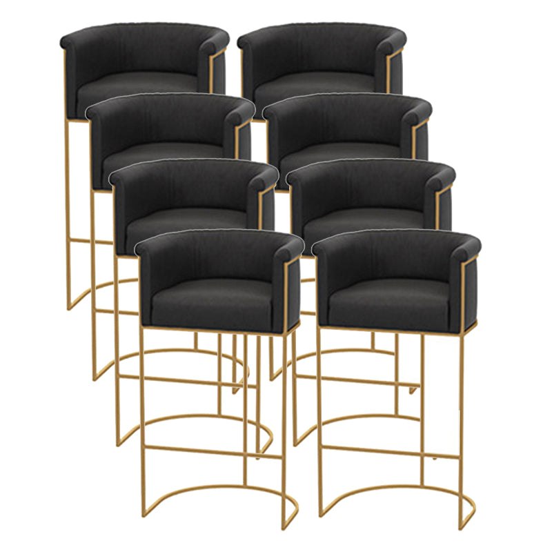 Scandinavian Bar and Counter Stool Low Back Stool with Pedestal Base in Gold