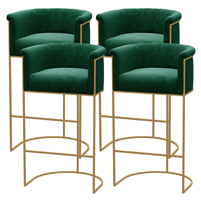 Scandinavian Bar and Counter Stool Low Back Stool with Pedestal Base in Gold