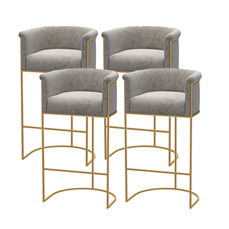 Scandinavian Bar and Counter Stool Low Back Stool with Pedestal Base in Gold