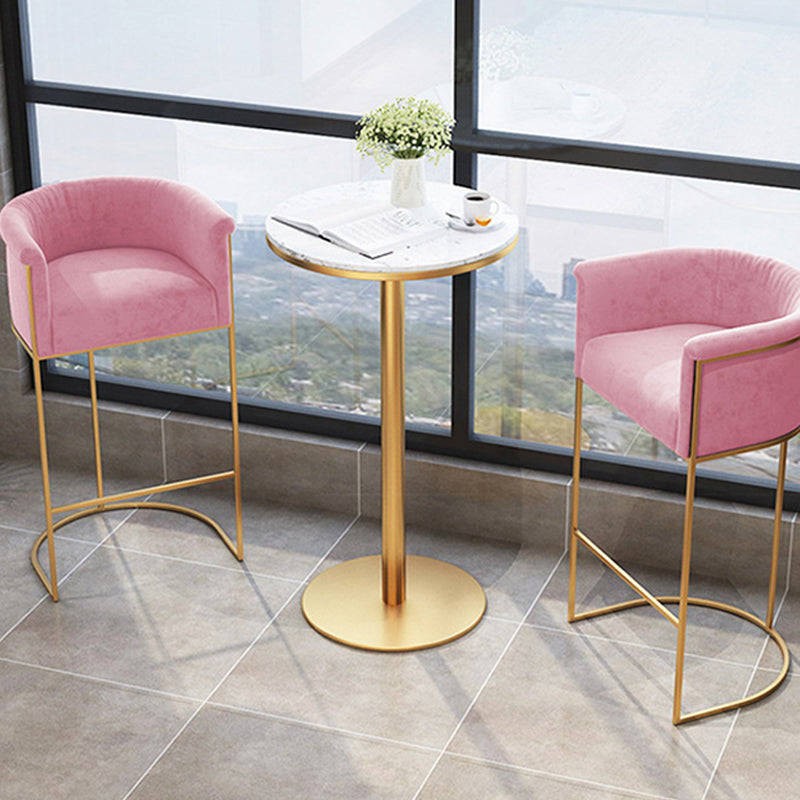 Scandinavian Bar and Counter Stool Low Back Stool with Pedestal Base in Gold