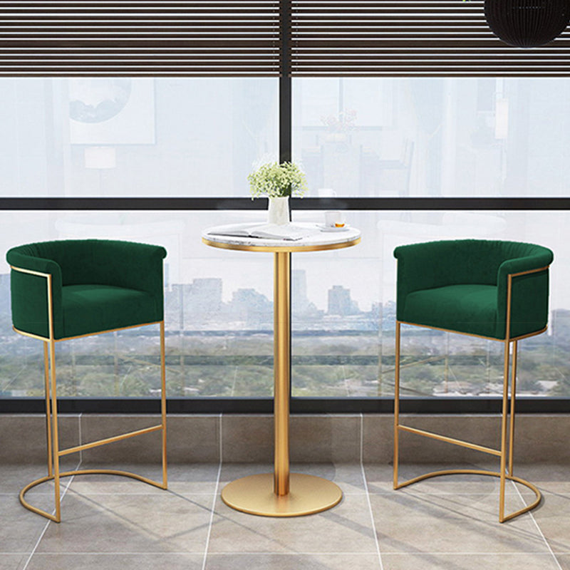 Scandinavian Bar and Counter Stool Low Back Stool with Pedestal Base in Gold