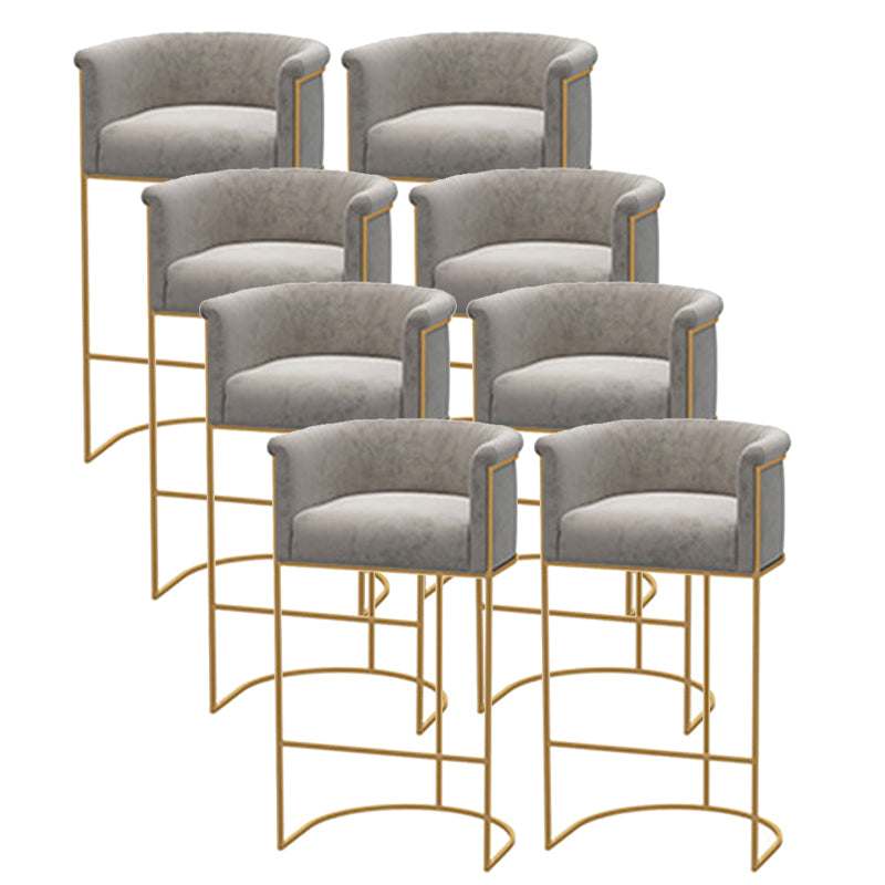 Scandinavian Bar and Counter Stool Low Back Stool with Pedestal Base in Gold