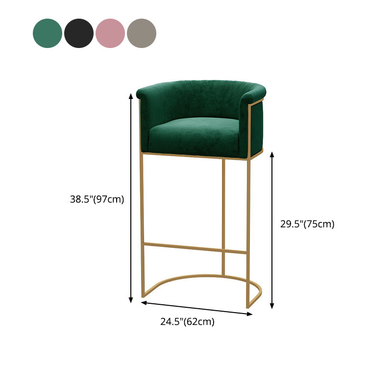 Scandinavian Bar and Counter Stool Low Back Stool with Pedestal Base in Gold