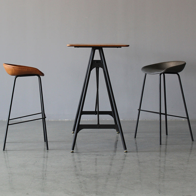 Scandinavian Metal Kitchen Dining Room Armless Stool Low Back Bar Stool