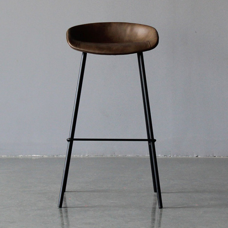 Scandinavian Metal Kitchen Dining Room Armless Stool Low Back Bar Stool