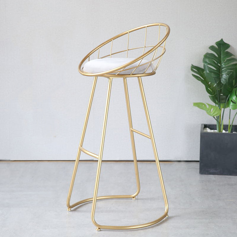 Glam Metal Bar and Counter Stool Low Back Stool with Gold Sled Base