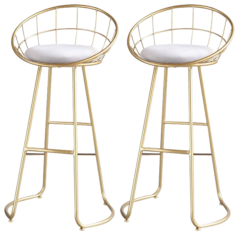 Glam Metal Bar and Counter Stool Low Back Stool with Gold Sled Base