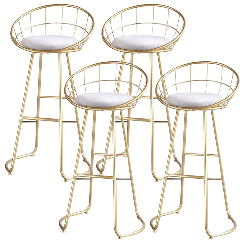 Glam Metal Bar and Counter Stool Low Back Stool with Gold Sled Base