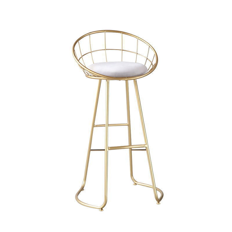Glam Metal Bar and Counter Stool Low Back Stool with Gold Sled Base