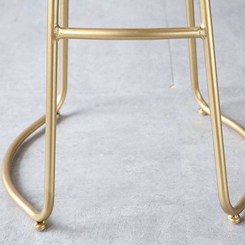 Glam Metal Bar and Counter Stool Low Back Stool with Gold Sled Base