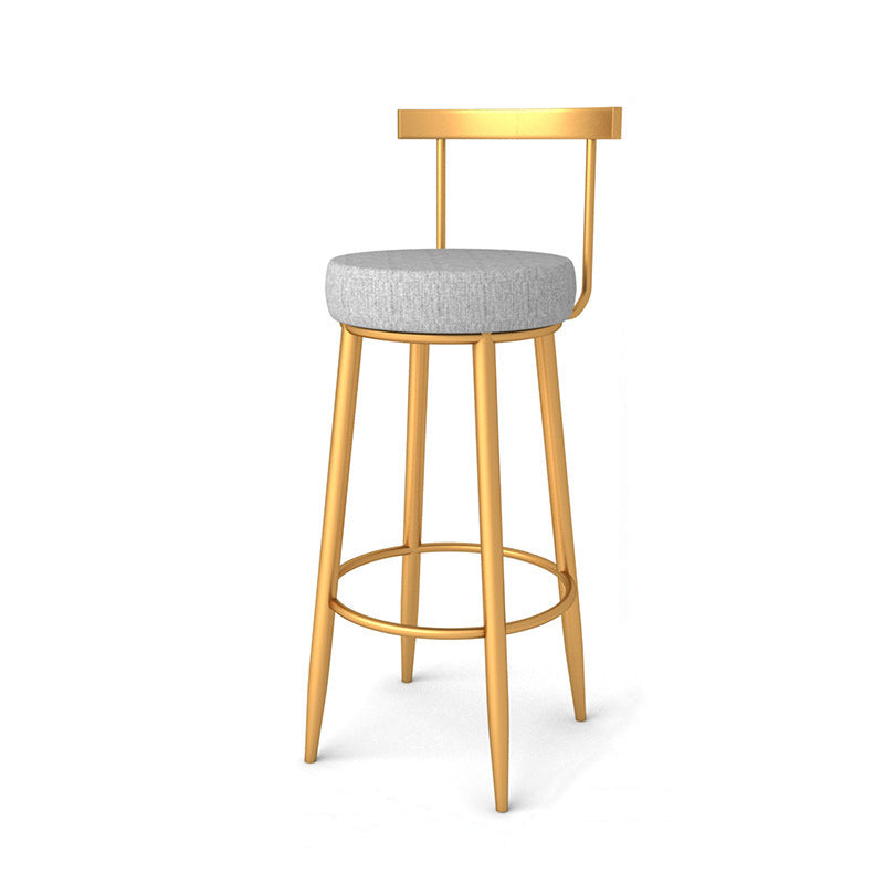 Glam Metal Bar and Counter Stool Low Back Stool with 4 Legs in Gold