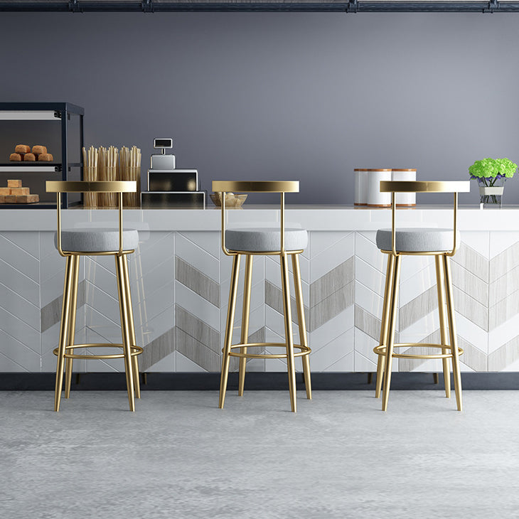 Glam Metal Bar and Counter Stool Low Back Stool with 4 Legs in Gold