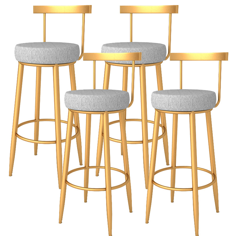 Glam Metal Bar and Counter Stool Low Back Stool with 4 Legs in Gold