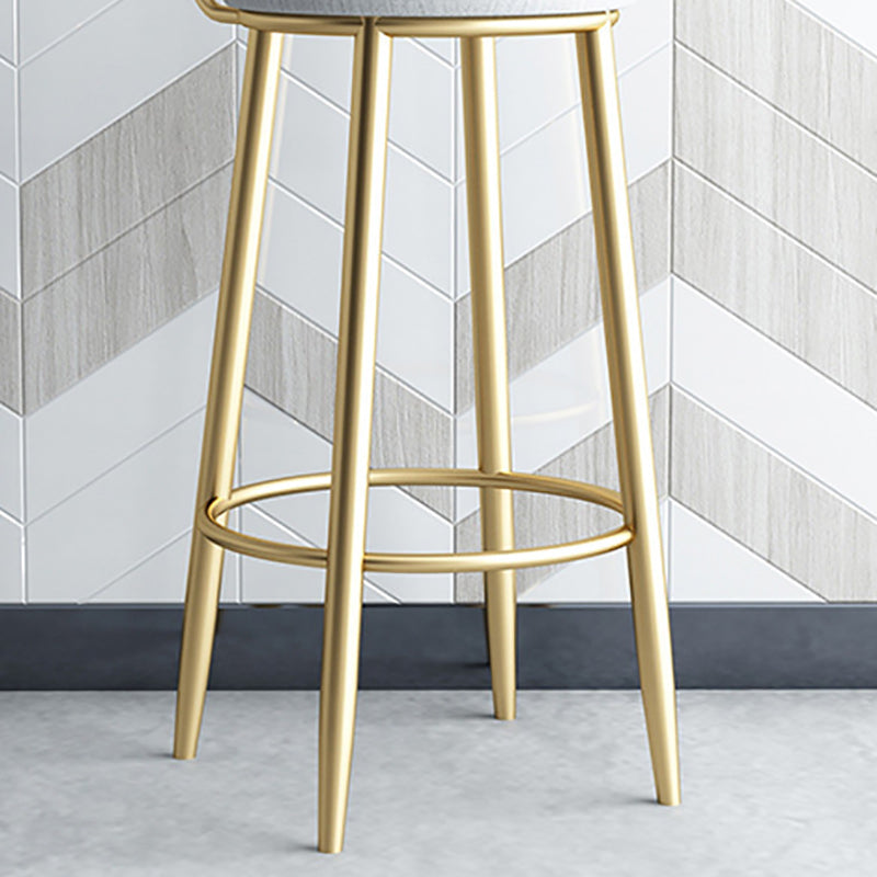Glam Metal Bar and Counter Stool Low Back Stool with 4 Legs in Gold