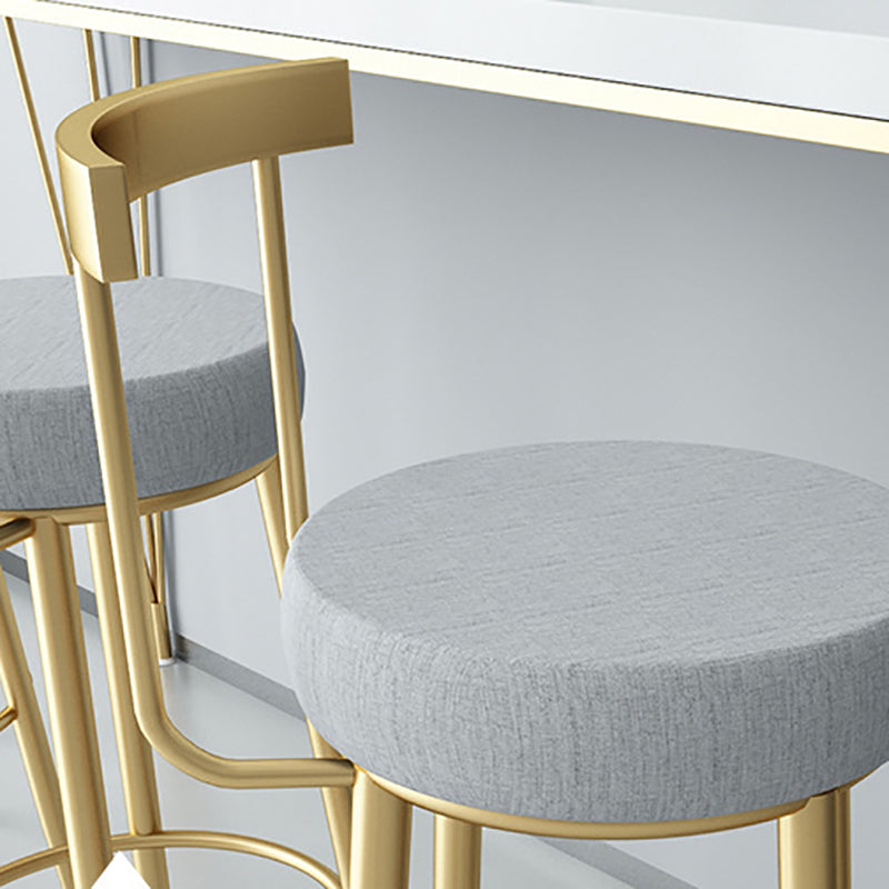 Glam Metal Bar and Counter Stool Low Back Stool with 4 Legs in Gold