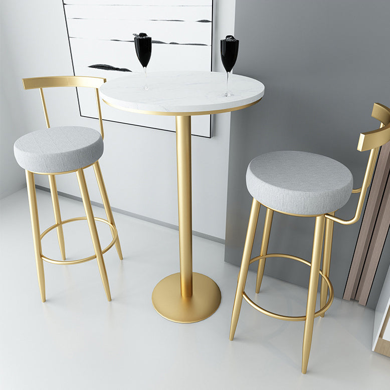 Glam Metal Bar and Counter Stool Low Back Stool with 4 Legs in Gold