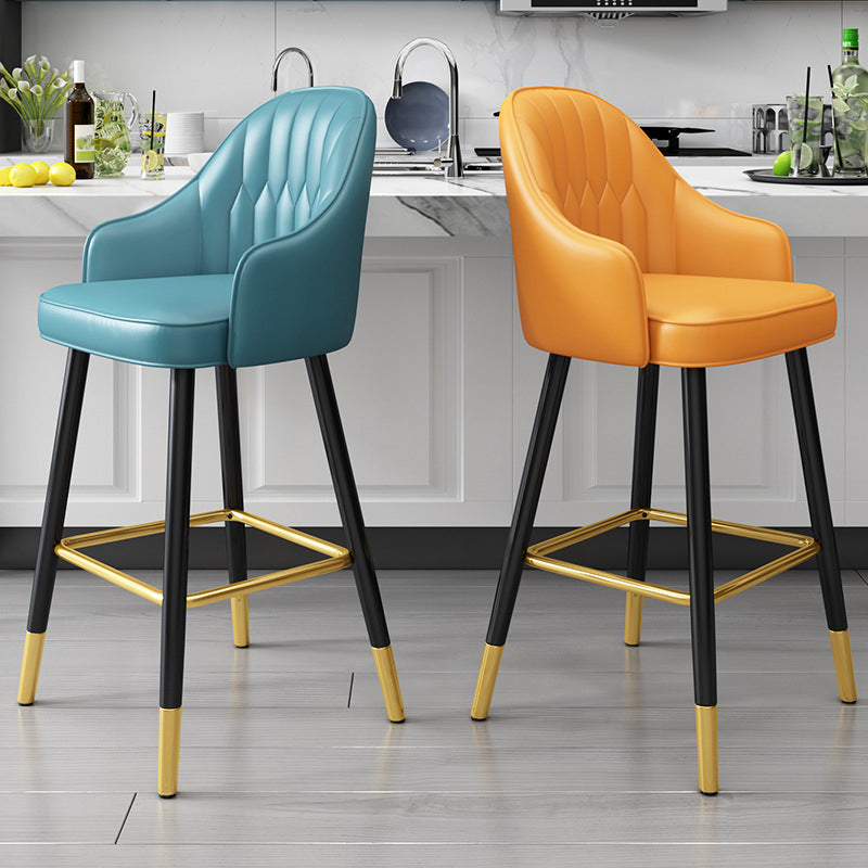Contemporary Metal Kitchen Dining Room Arm Stool Low Back Bar Stool