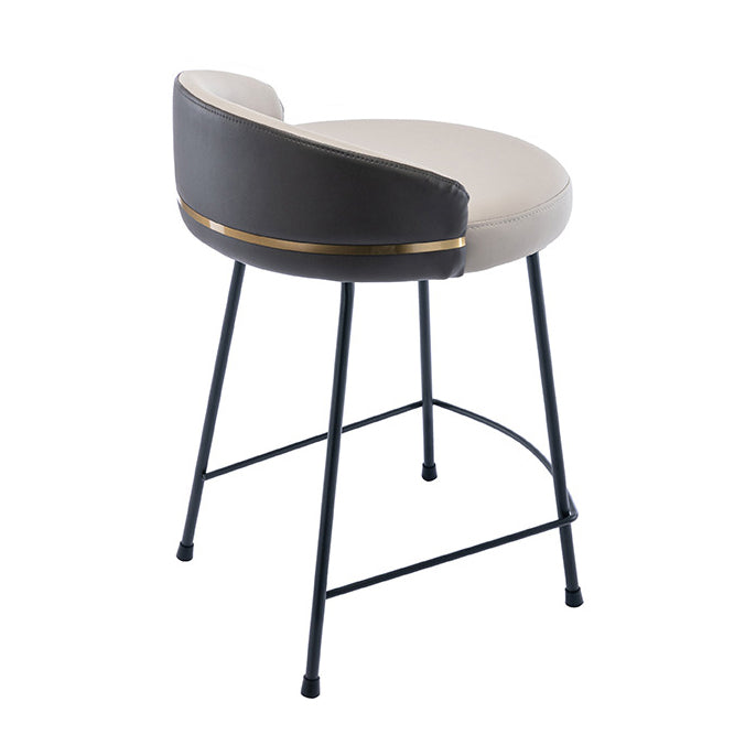 Contemporary Bar and Counter Stool Low Back Stool with 4 Legs in Black