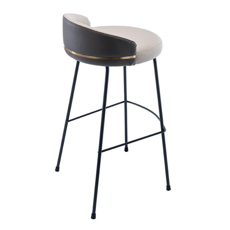 Contemporary Bar and Counter Stool Low Back Stool with 4 Legs in Black