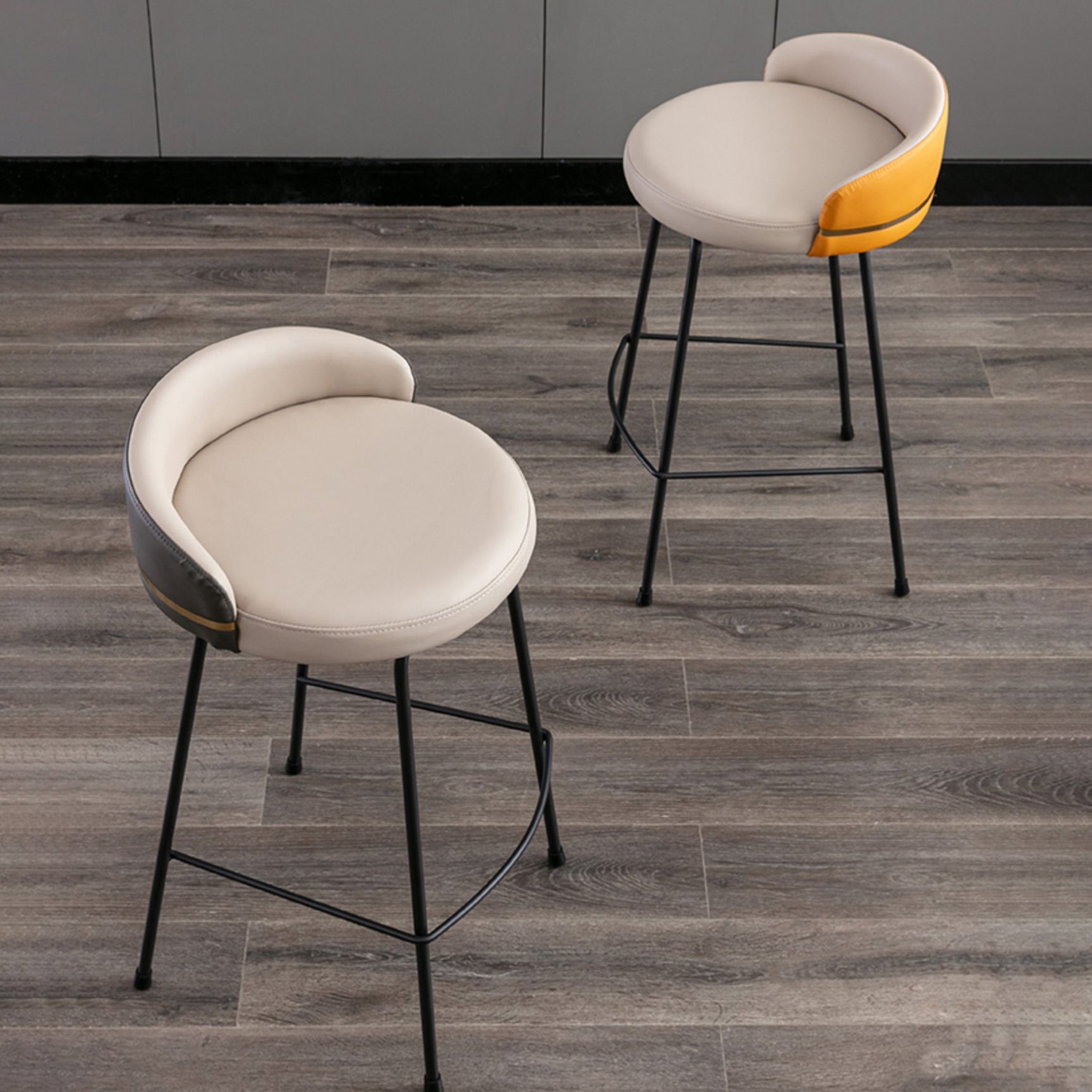 Contemporary Bar and Counter Stool Low Back Stool with 4 Legs in Black
